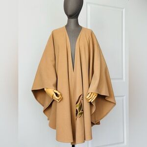 Wool Camel Embroidered Cape